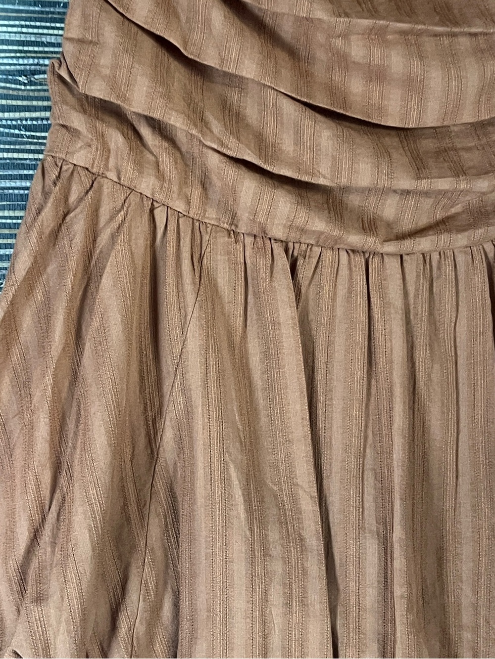 American Eagle Strapless Drop Waist Mini Bubble Dress Brown XS open back - Picture 6 of 17